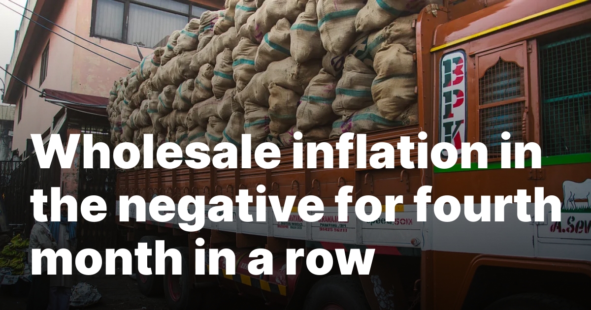 Wholesale inflation in the negative for fourth month in a row – New Delhi Times – India Only International Newspaper – Empowering Global Vision, Empathizing with India