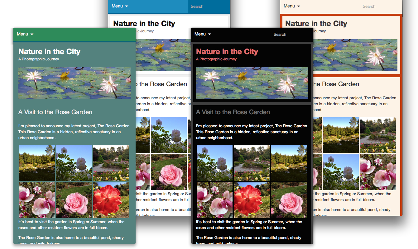 Custom mobile theme layouts