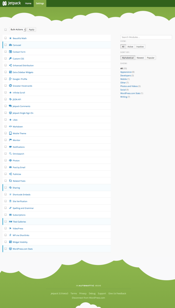 Jetpack 3.0 Settings