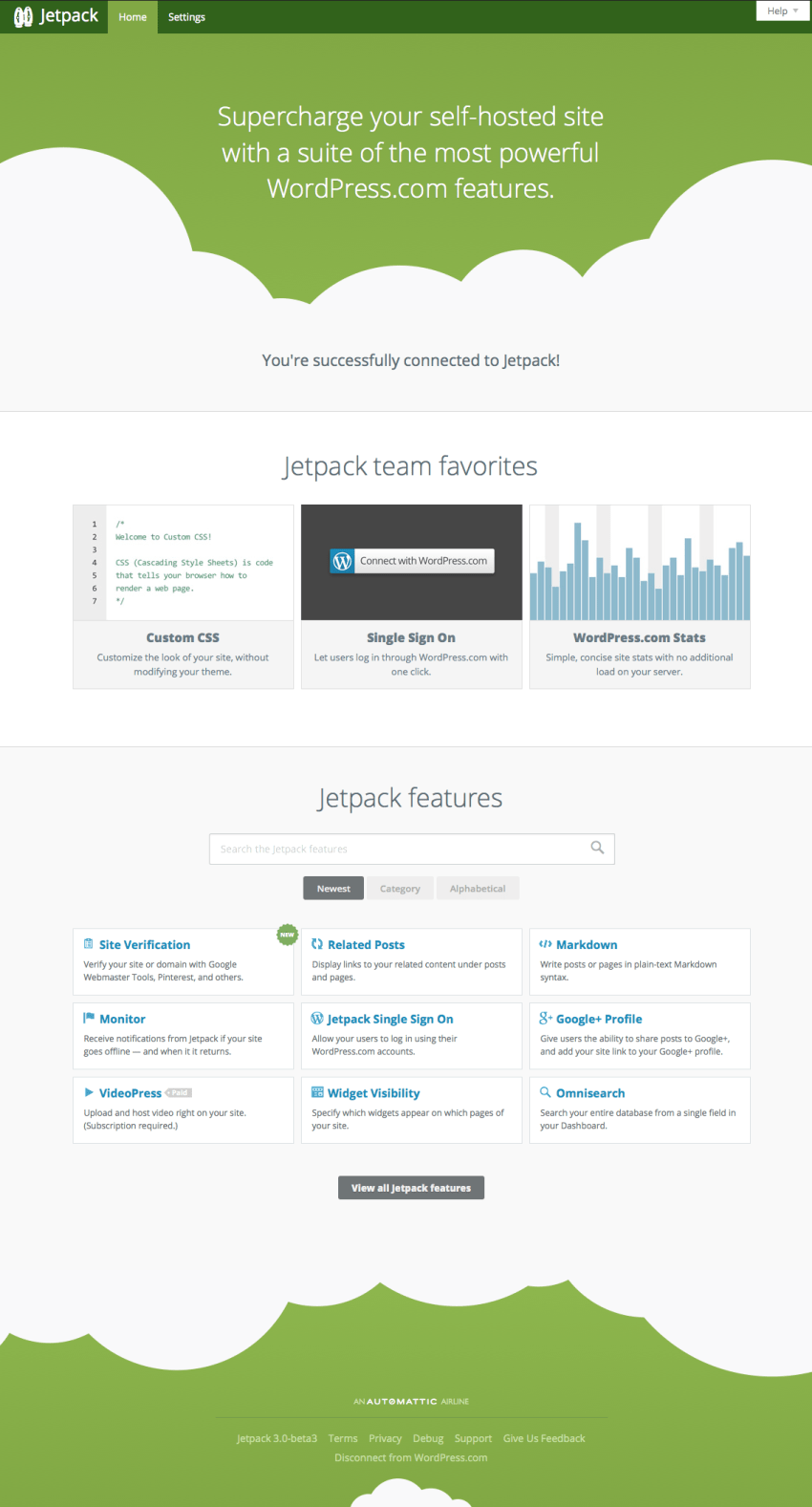 Jetpack 3.0 Dashboard