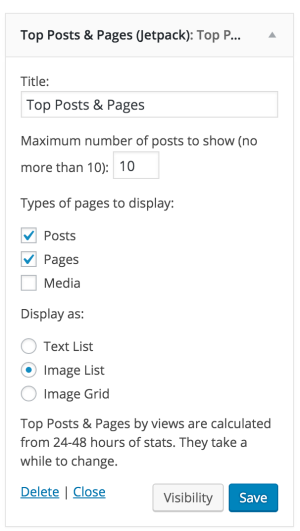 Top Posts & Pages Widget settings