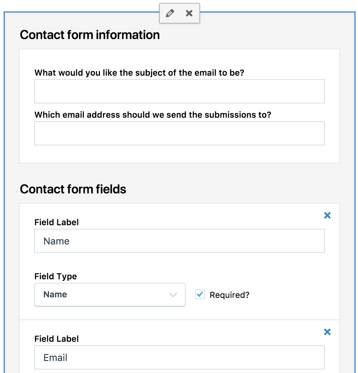 edit form settings