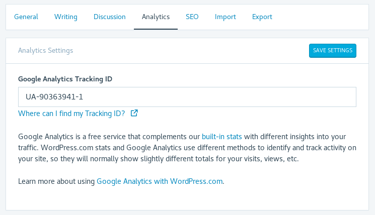 Configurar el ID de seguimiento de Google Analytics en Jetpack