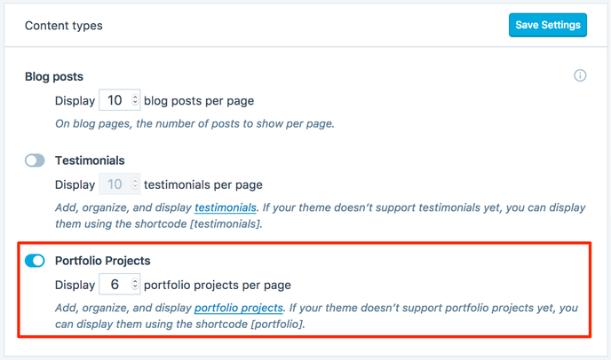 Displaying portfolio projects on your site