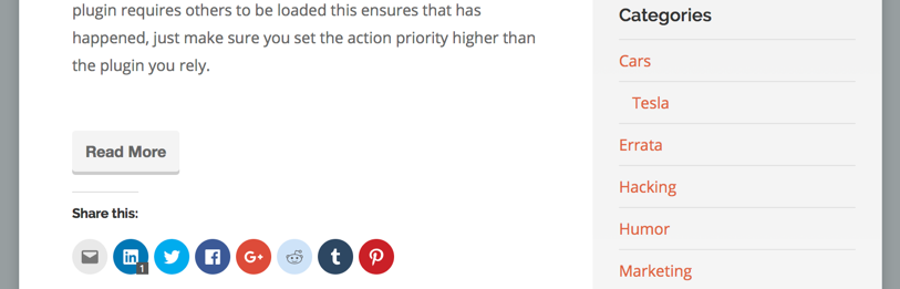 Sharing buttons allowing visitors to spread your content