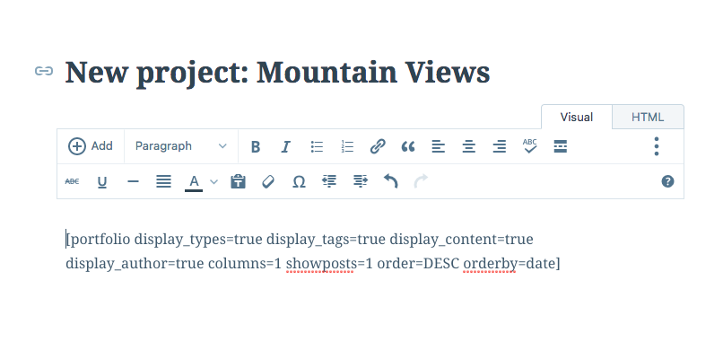 Customizing portfolio shortcodes