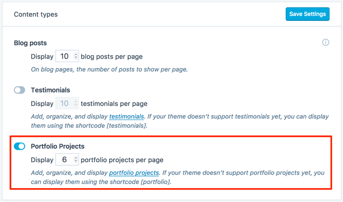 Displaying portfolio projects on your site