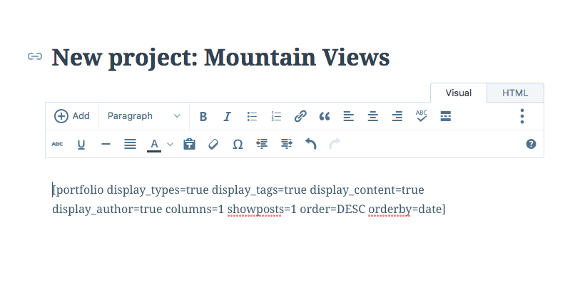 Customizing portfolio shortcodes