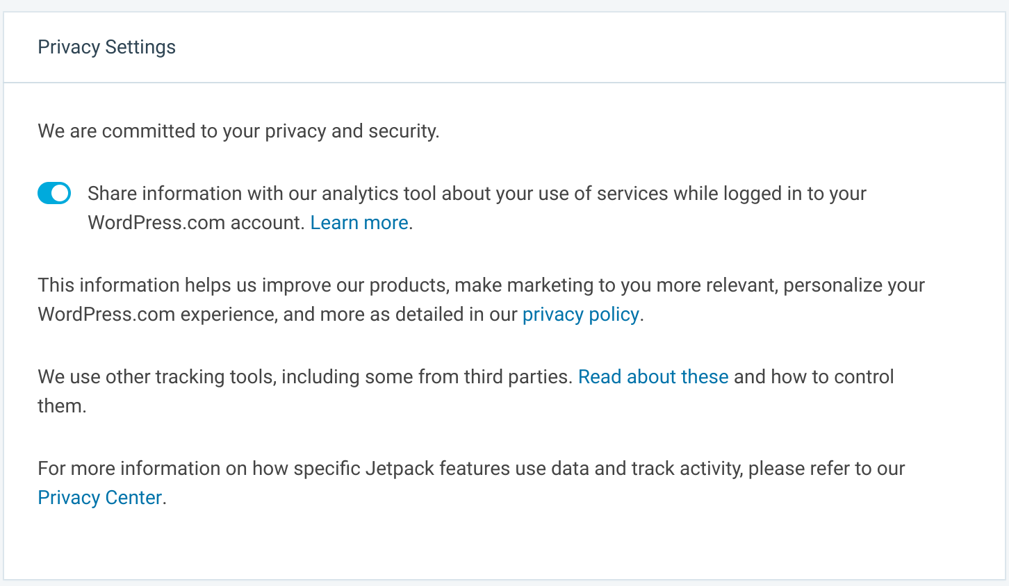 privacy opt-out settings in jetpack