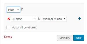 Using Widget Visibility settings with an author
