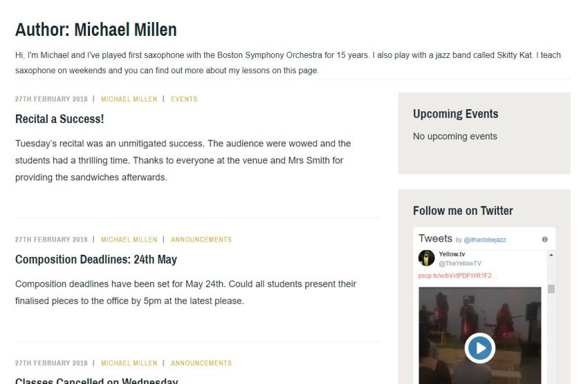 An author's page on the Ixiom theme