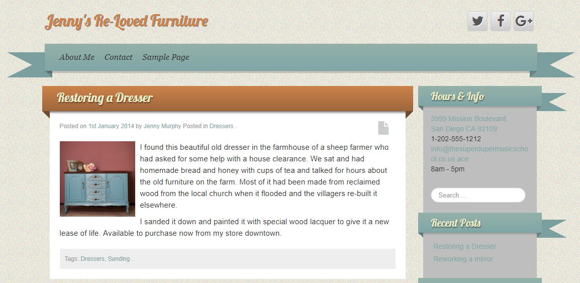 Blog post from Jenny's Re-Loved Furniture, before repurposing