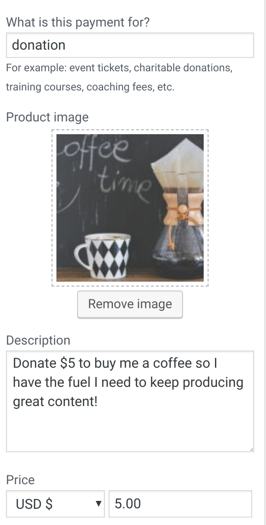 Adding a new product via the Simple Payments Widget