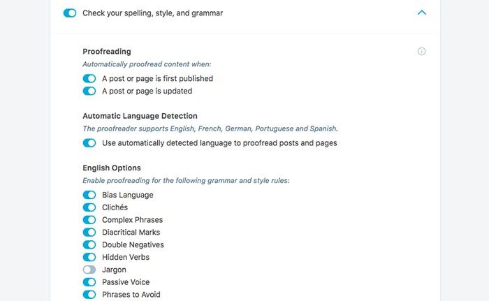 Enable Jetpack's proofreading features to check your spelling