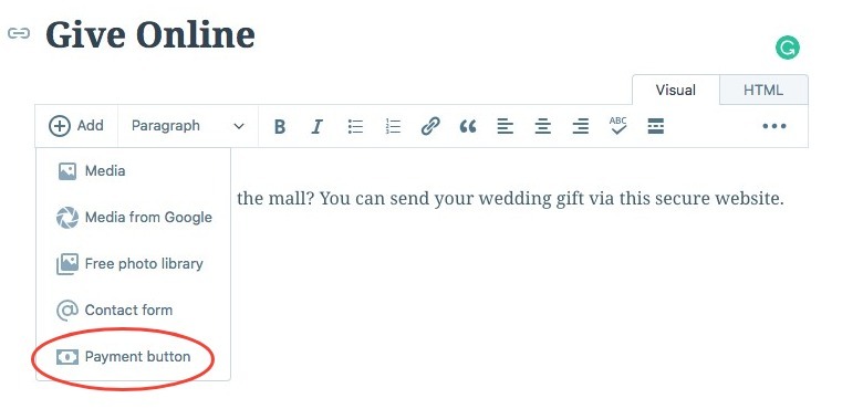 Simple Payment button for WordPress