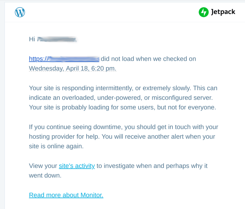 Downtime email