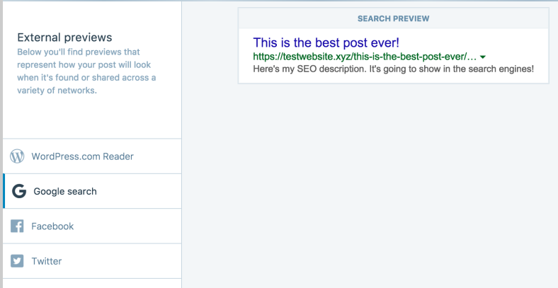 The SEO preview tool in Jetpack 
