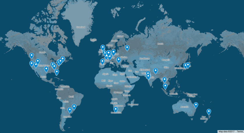 a map of jetpack sponsored events throughout 2017
