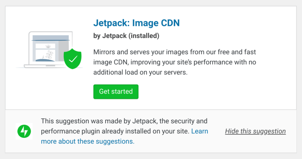 A feature hint for Image CDN (showing that Jetpack already has a CDN)