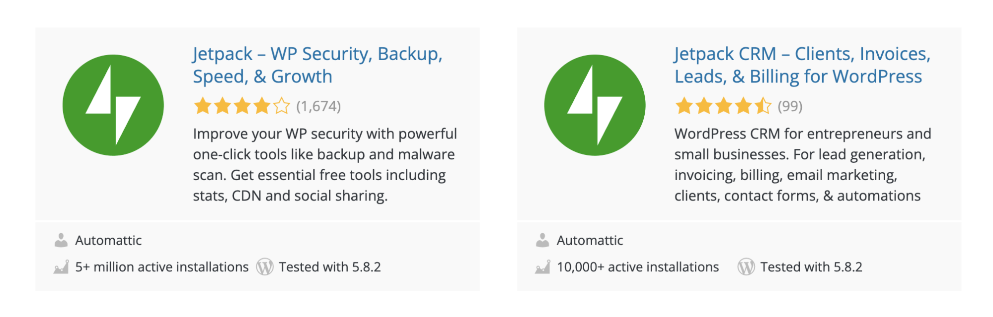Jetpack plugin options in the library