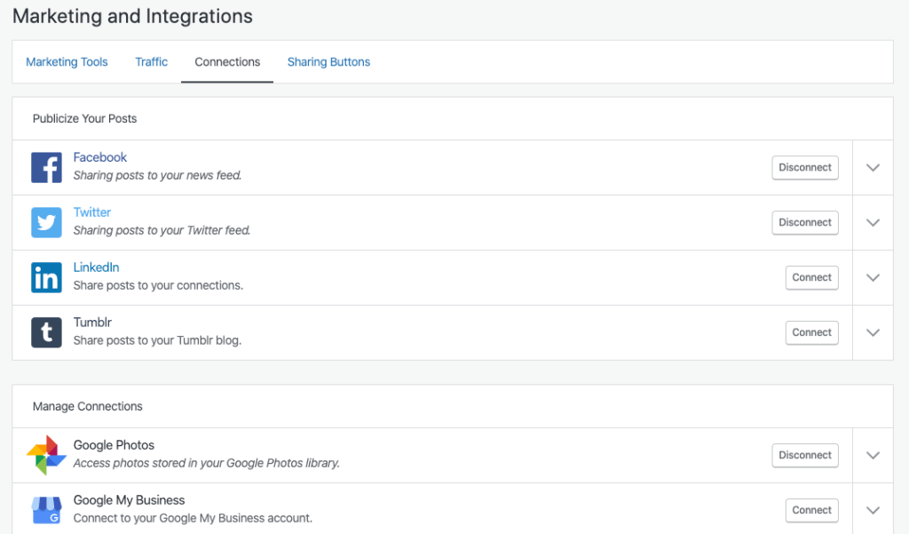 Jetpack marketing integrations