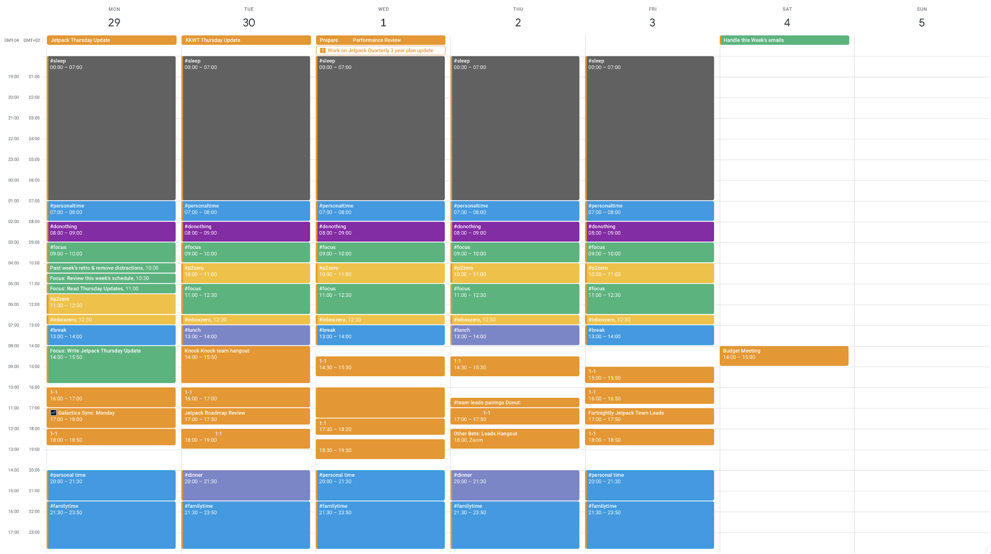 schedule with blocked out tasks