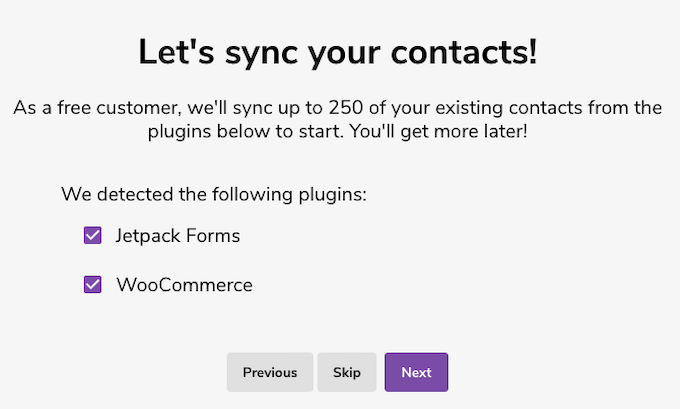 syncing contacts from Jetpack Forms and WooCommerce