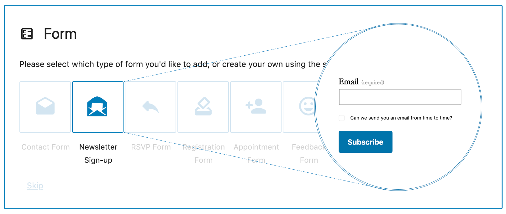 adding a Newsletter Sign-up block to a page