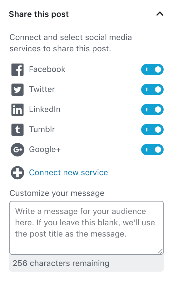 Automated social media post to Facebook, Twitter, LinkedIn, and Tumblr