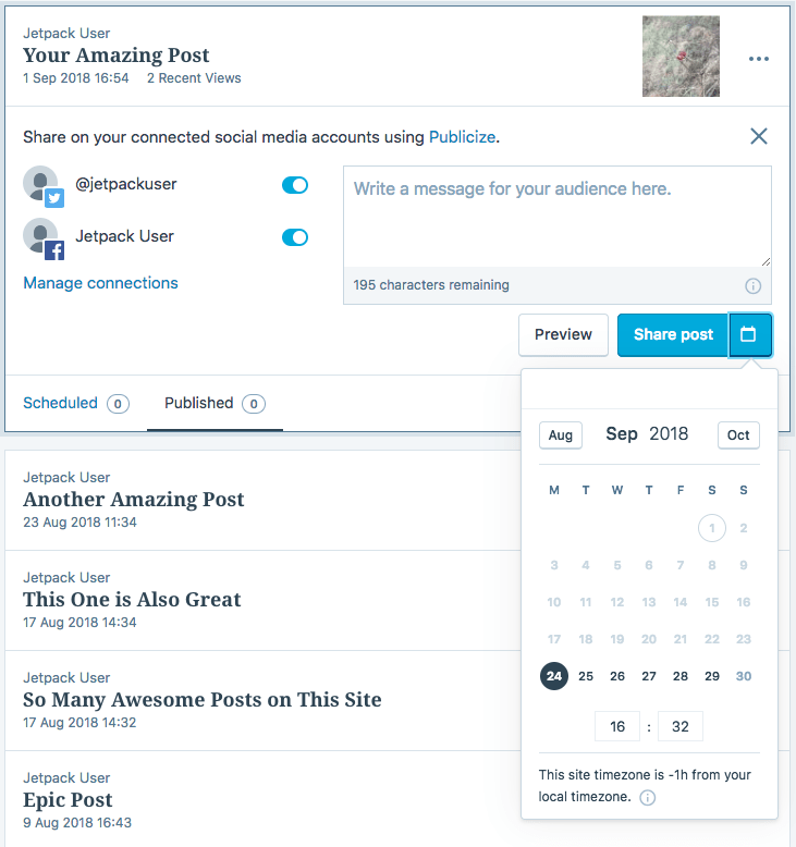 Schedule social media posts from WordPress to Facebook and