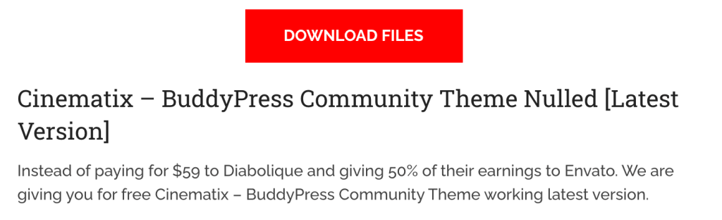 Example of a pirated theme ad