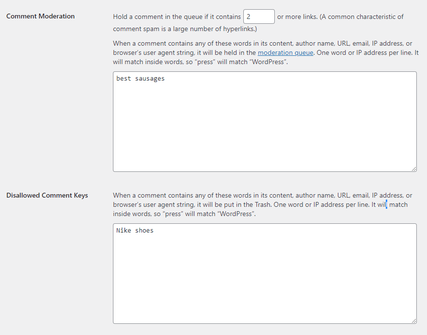 comment moderation options