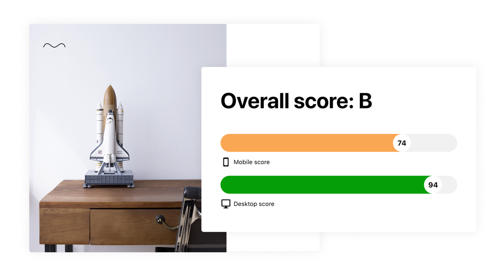 An image displaying a website's overall score from Jetpack Boost for mobile and desktop