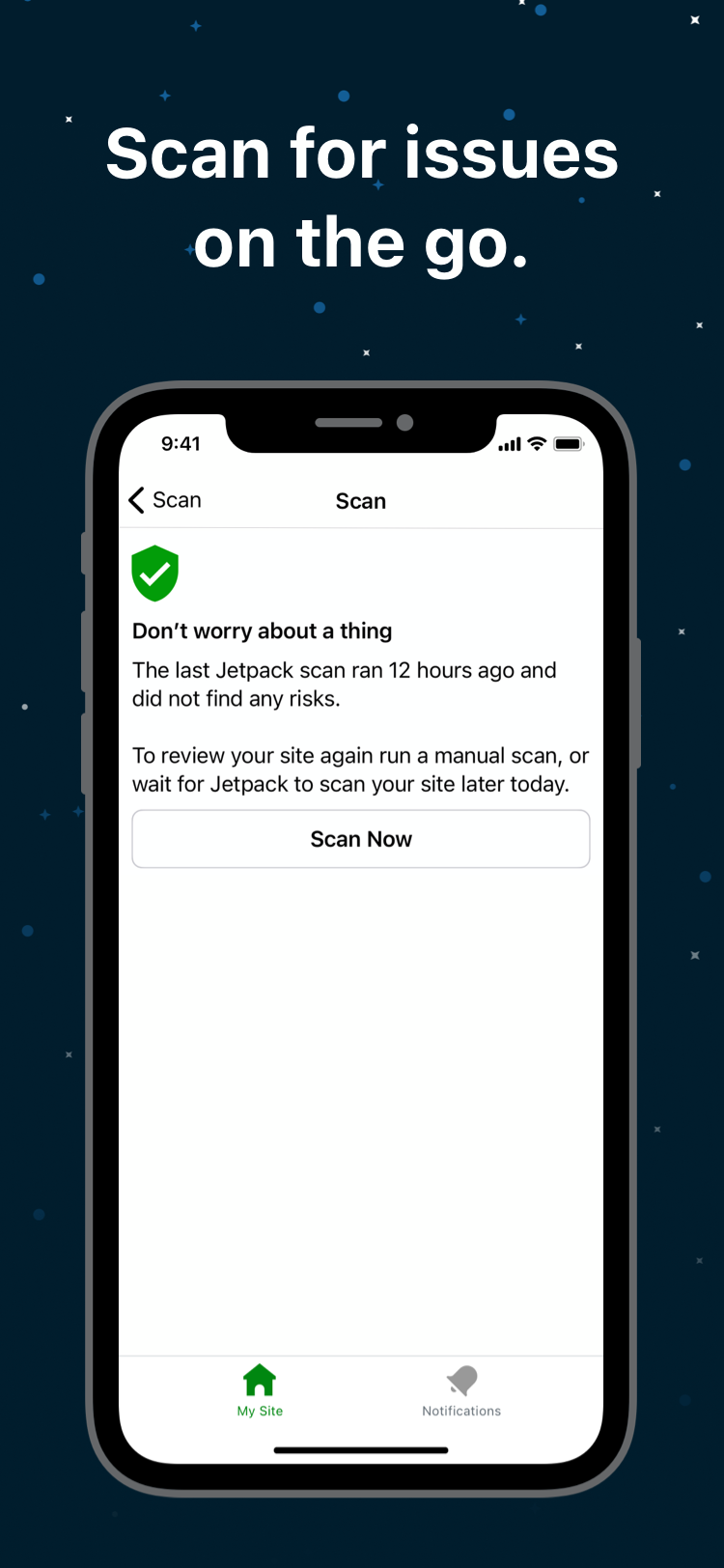 Jetpack Scan inside the mobile app
