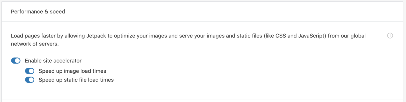 settings to turn on Jetpack CDN