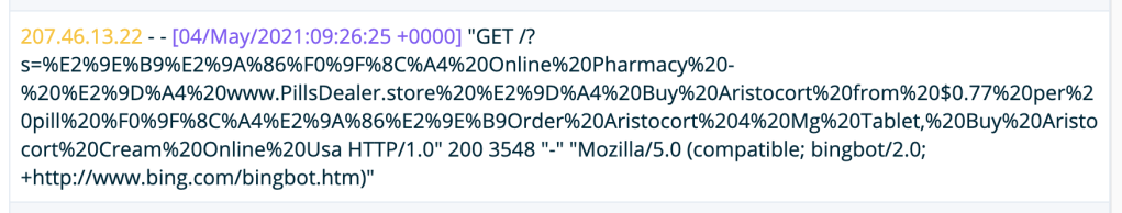 Another strange spam request. Why does Bing like it?