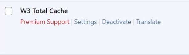 W3 Total Cache in installed plugins