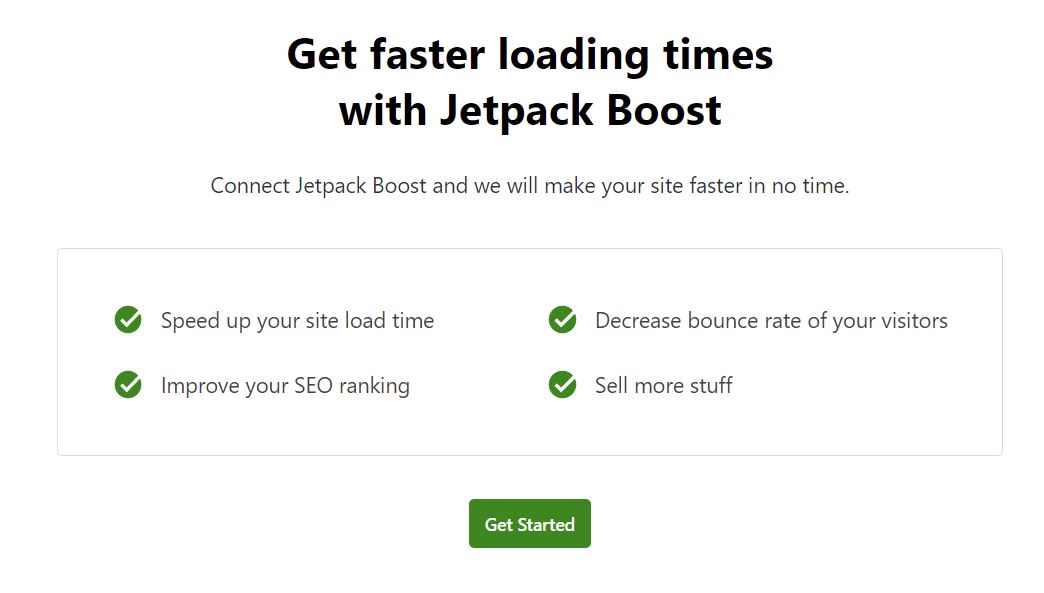 Jetpack Boost plugin welcome screen