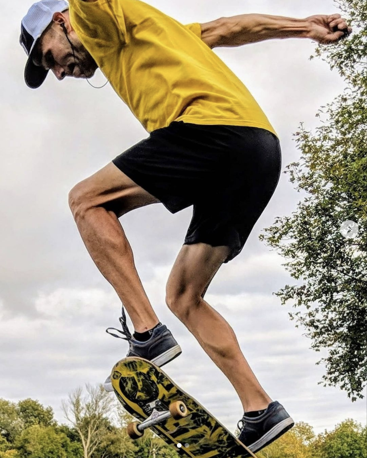 Mark-Andrew doing a trick on a skateboard