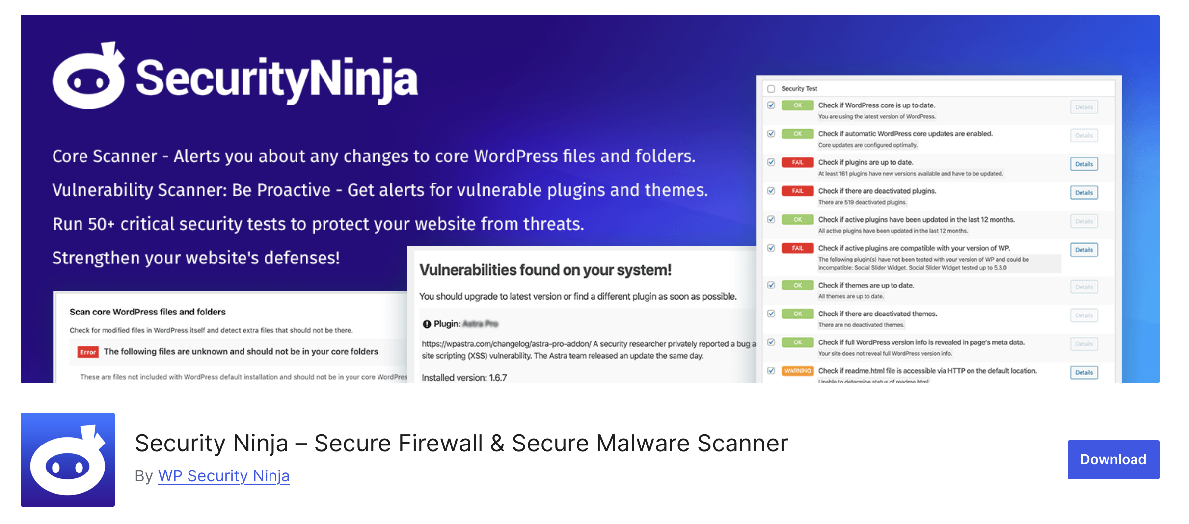 Security Ninja plugin listing