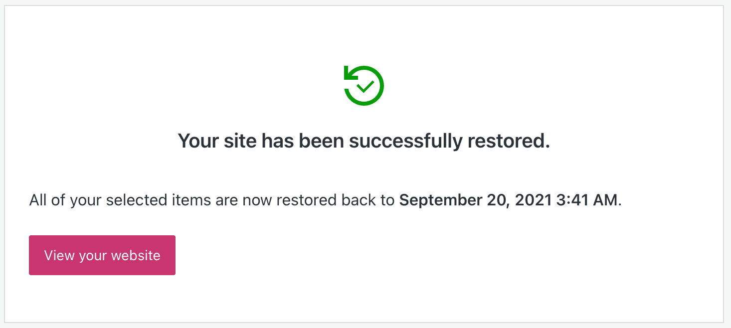 successful backup restore with Jetpack