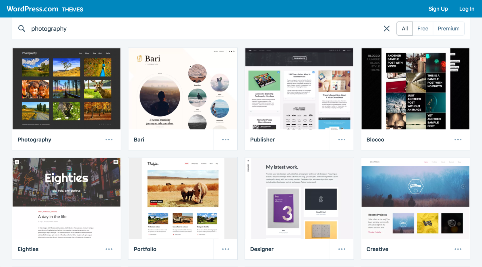 photography themes shown in the directory