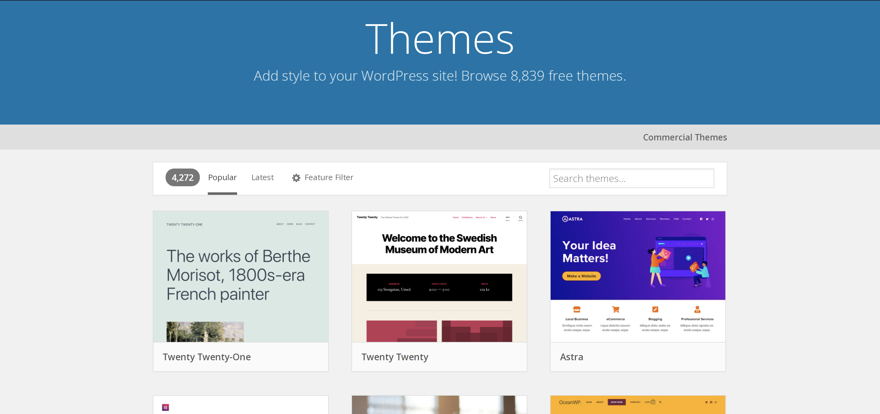 the WordPress.org theme repository