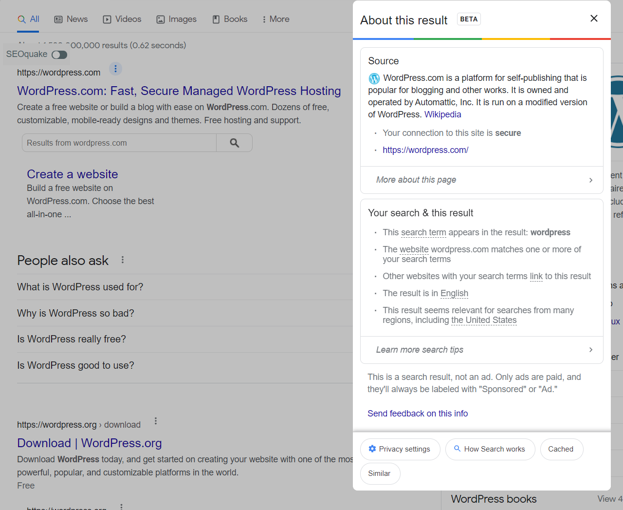 Google search with a Cached option