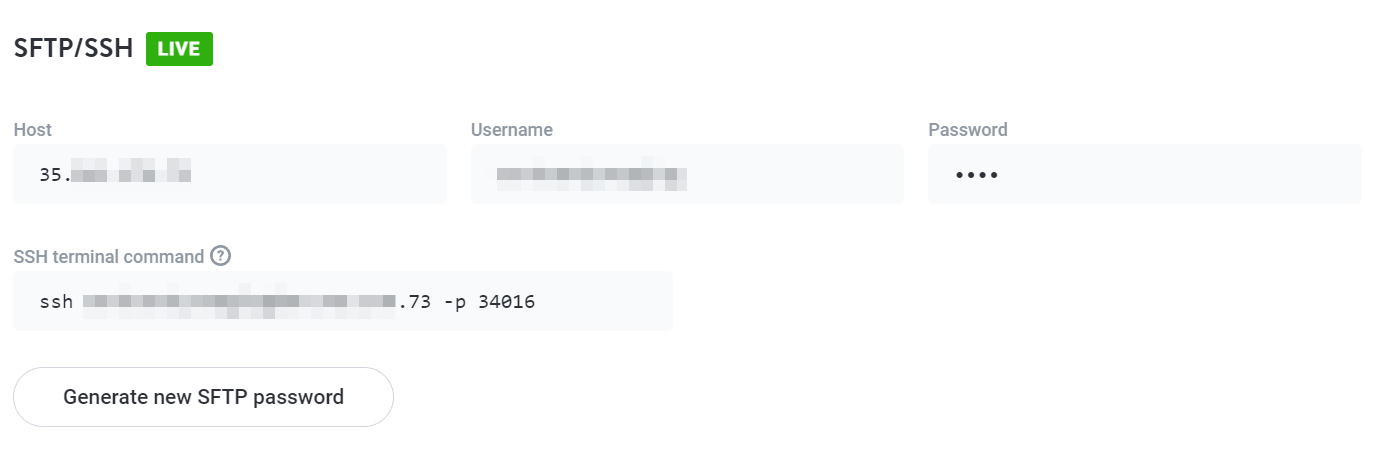 SFTP credentials
