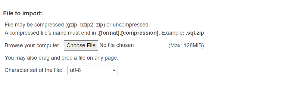 file import option for the database