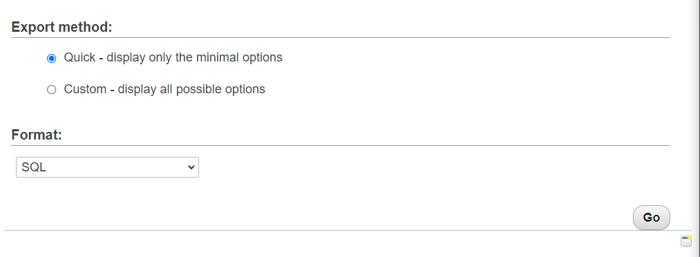 export methods: quick and custom