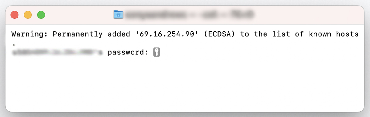 connecting to the server via SSH
