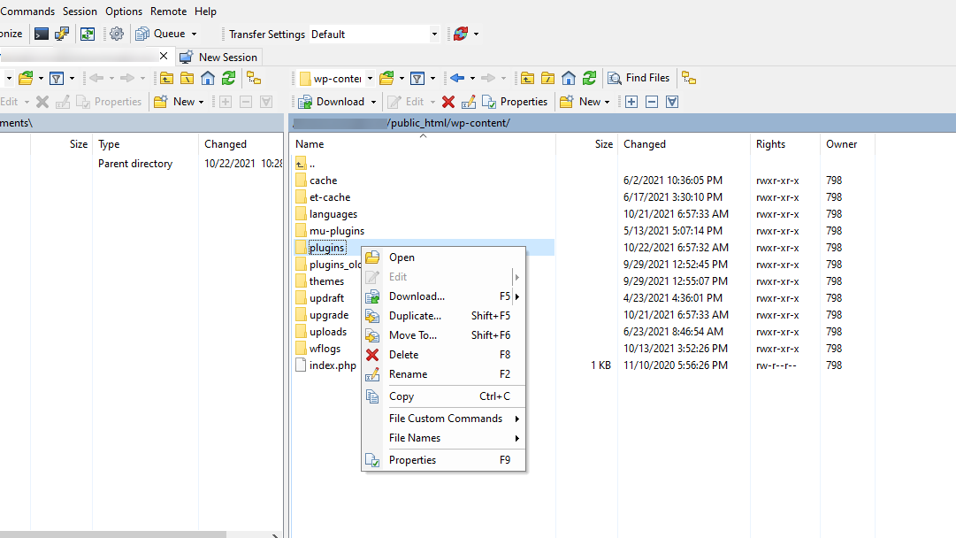 Plugins folder highlighted in file manager