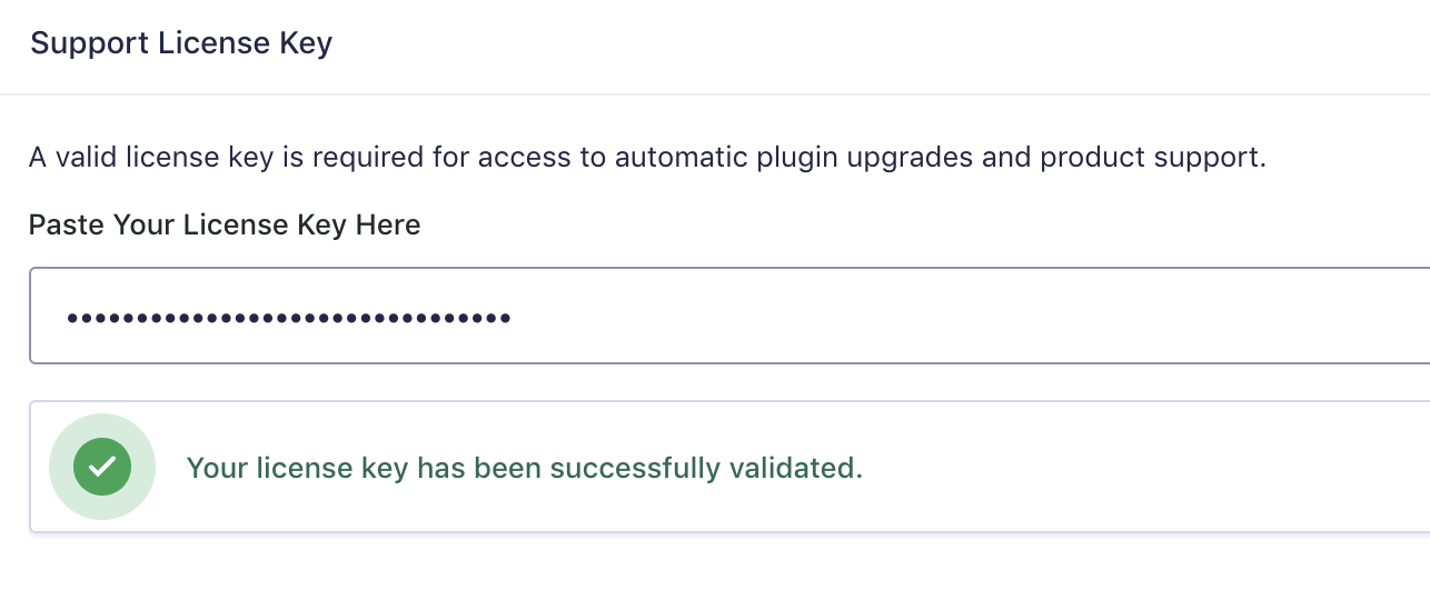 example of a license key in WordPress
